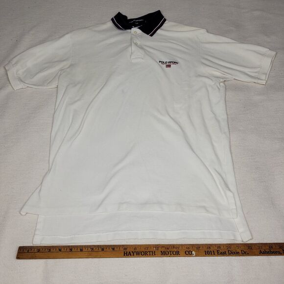 Vintage Polo Sport Ralph Lauren Mens Size L White Retro Preppy Made In USA Y2k - Picture 3 of 16